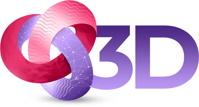 Three-dimensional (3D) logo design showcasing depth, perspective, and modern aesthetics.